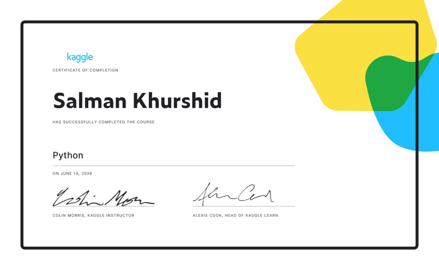 Kaggle Python course certificate